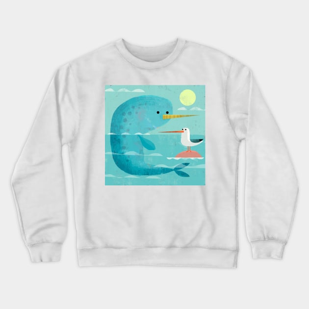 Narwhal and Bird Crewneck Sweatshirt by Gareth Lucas